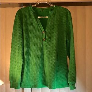 Green Textured Women's Top
